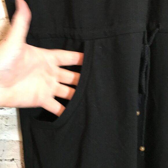 Talbots Dress Womens Medium Black Drawstring Mesh Lace Trim Pockets Stretch - Picture 3 of 15